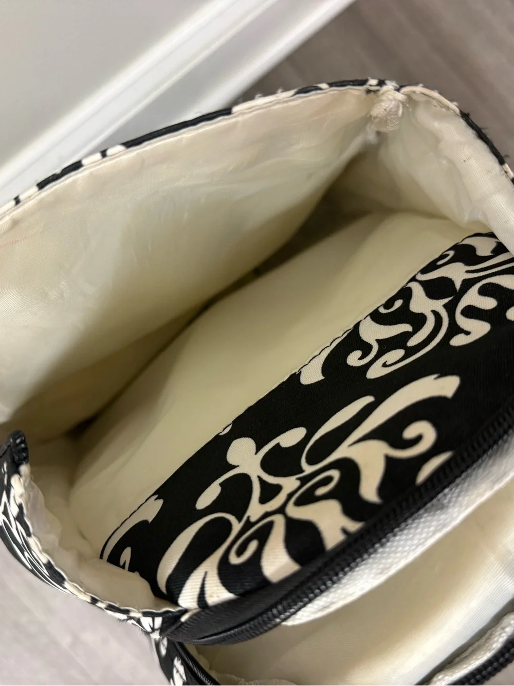 NGIL Black & White Damask Tennis Racquet Backpack Bag